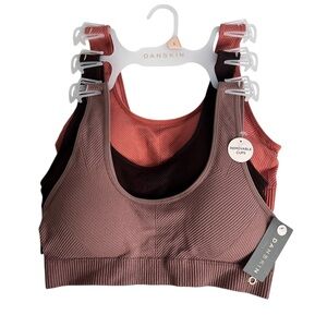 DANSKIN Women’s Comfort Bras Sz Large Lot/3 Removable Pads Multi Colors Pullover